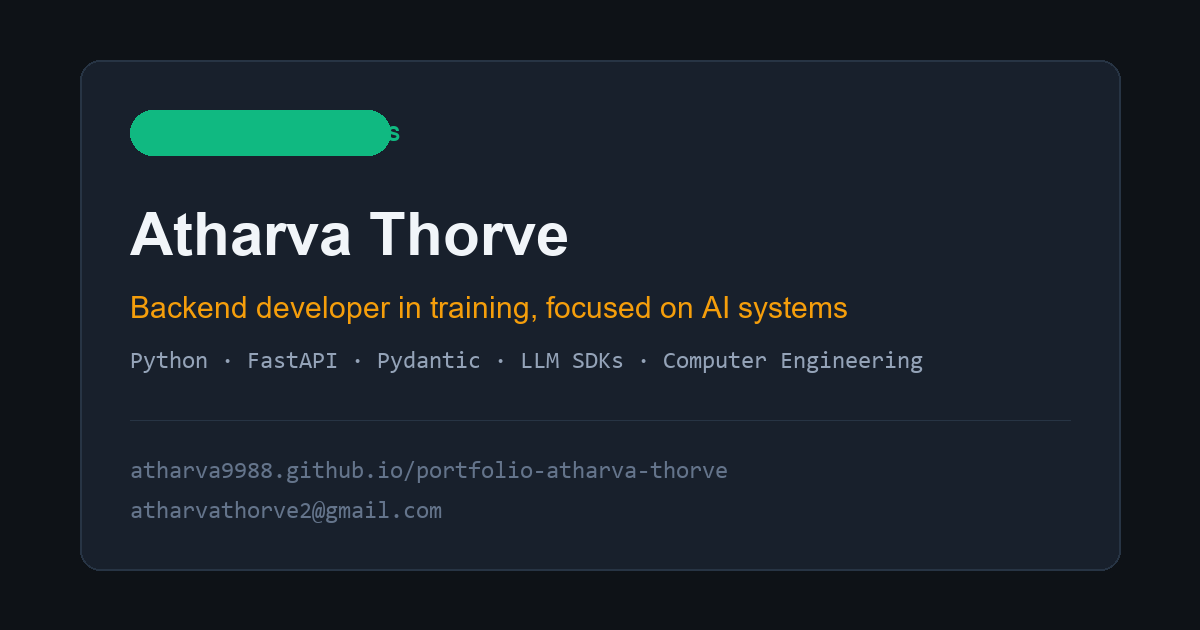 Atharva Thorve | Backend Developer | AI Systems
